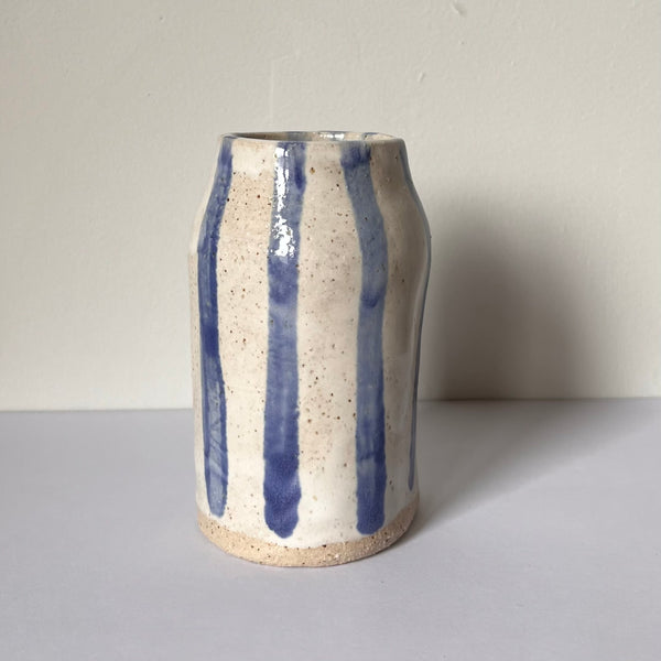 Vase- (Bud) Blue Stripe